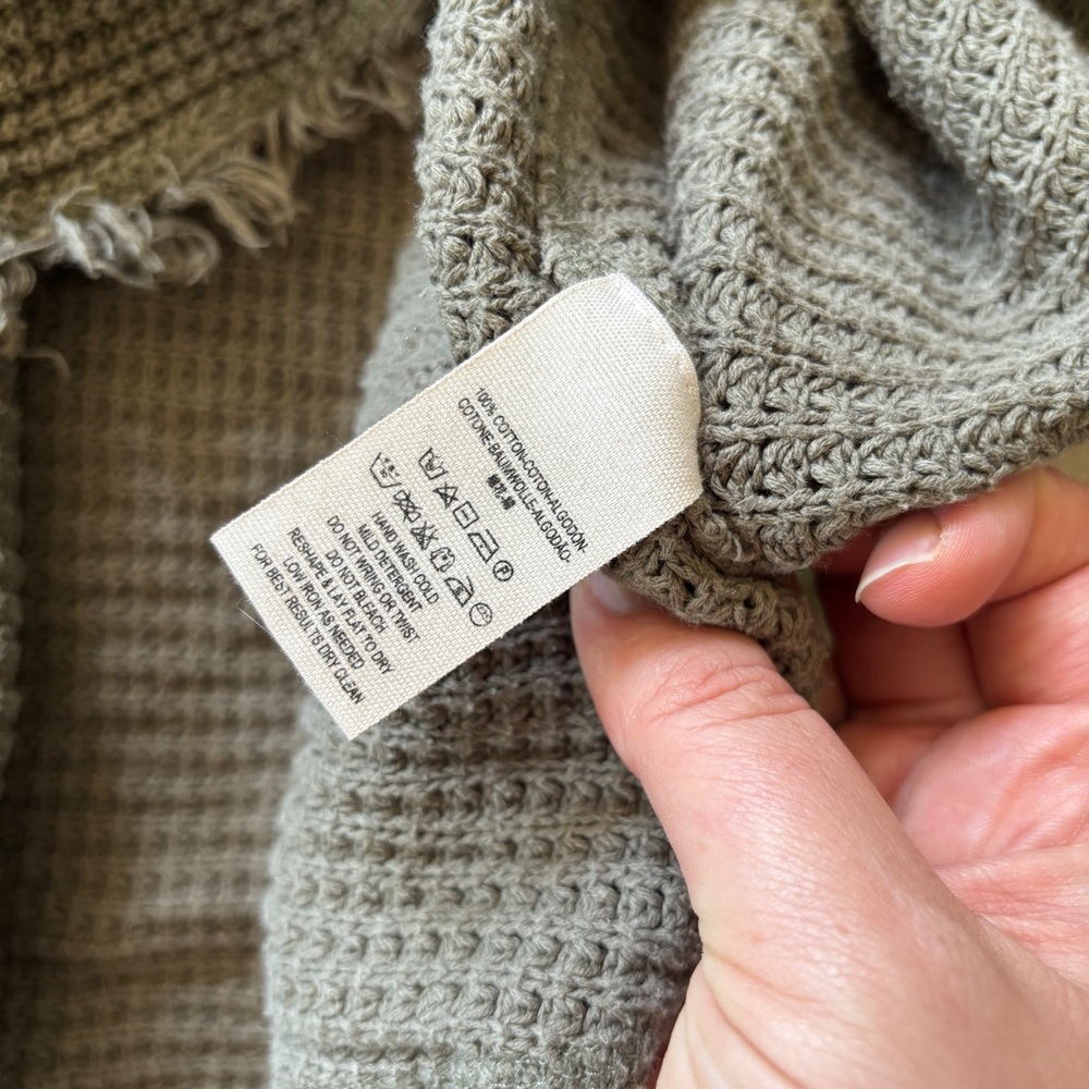 Free People Olive Green Waffle Knit V-Neck Top - Picture 4 of 5